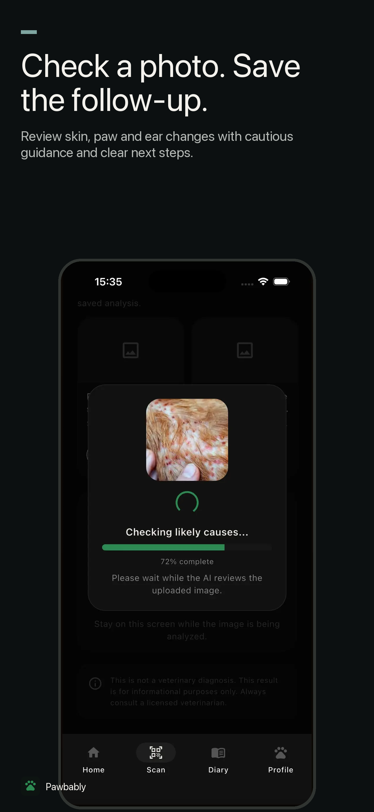 Pawbably photo follow-up screen